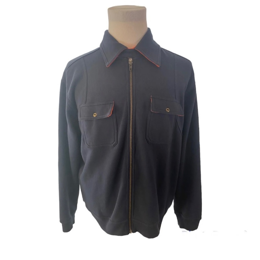 Orvis Sweatshirt Jacket Mens Size Large Blue Orange